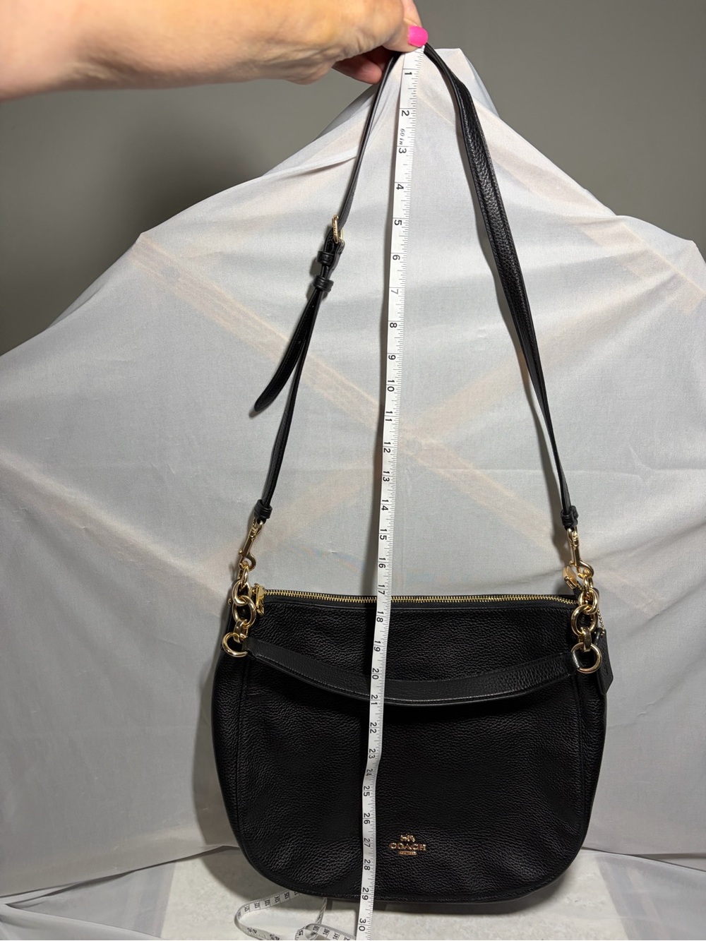 Coach Black Pebbled Leather Shoulder Bag with Gold Hardware